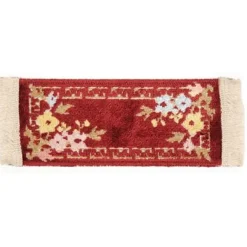 Maroon Dollhouse Miniature Floral Rug