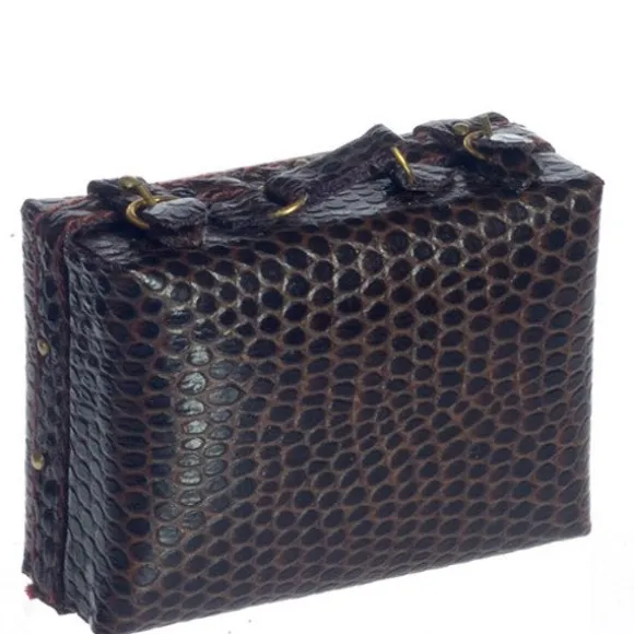Medium Faux Leather Dollhouse Miniature Suitcase