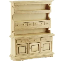 Oak Dollhouse Miniature Colonial Hutch