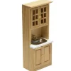Oak Dollhouse Miniature Cabinet & Sink