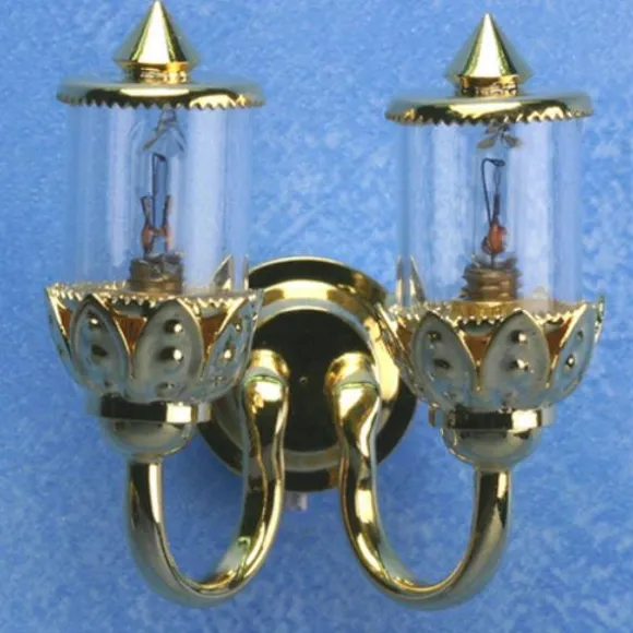 Ornate Gold Double Dollhouse Miniature Wall Sconce