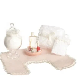 Pale Pink Dollhouse Miniatures Bathroom Accessories