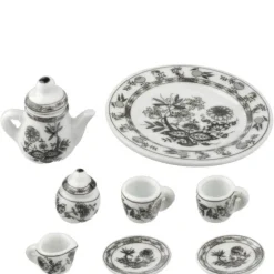 10-Piece Black & White Dollhouse Miniature Coffee Set