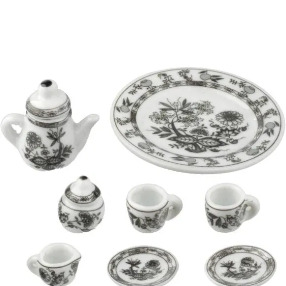 10-Piece Black & White Dollhouse Miniature Coffee Set