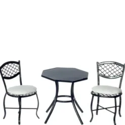 3-Piece Black & White Dollhouse Miniature Patio Set