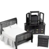 3-Piece Black Slat Dollhouse Miniature Bedroom Set
