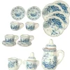 17-Piece Blue & White Porcelain Dollhouse Miniature Tea Set