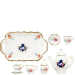 10-Piece Blue Delft Dollhouse Miniature Tea Set