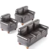 3-Piece Brown Leather Dollhouse Miniature Living Room Set