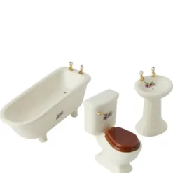 3-Piece Ceramic Dollhouse Miniature Bathroom Set