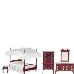 5-Piece Dollhouse Miniature Federal Style Bedroom Set