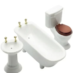 3-Piece Dollhouse Miniature Bathroom Set