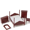 5-Piece Dollhouse Miniature Mahogany Bedroom Set