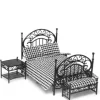 3-Piece Dollhouse Miniature Black Bedroom Set
