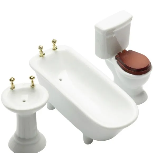 3-Piece Dollhouse Miniature Bathroom Set
