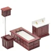 3-Piece Mahogany Dollhouse Miniature Bathroom Set