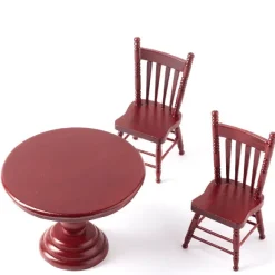 3-Piece Mahogany Dollhouse Miniature Kitchen Table Set