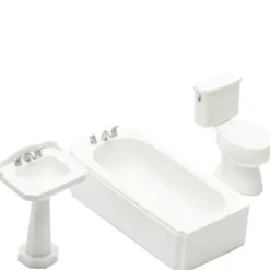 3-Piece Resin Dollhouse Miniature Bathroom Set