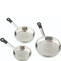 3-Piece Silver Dollhouse Miniature Skillet Set
