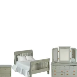 3-Piece Slate Gray Dollhouse Miniature Bedroom Set