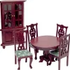 6-Piece 18th Century Mahogany Dollhouse Miniature Dining Room Set