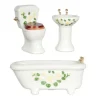 3-Piece Vine & Floral Dollhouse Miniature Bathroom Set