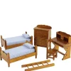 3-Piece Walnut Dollhouse Miniature Bunkbed Set