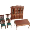 6-Piece Walnut Dollhouse Miniature Dining Room Set