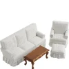 4-Piece White Dollhouse Miniature Living Room Set