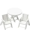 3-Piece White Dollhouse Miniature Patio Set