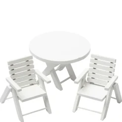 3-Piece White Dollhouse Miniature Patio Set