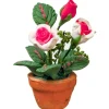 Pink & White Dollhouse Miniature Roses in a Pot