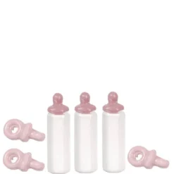 Pink Dollhouse Miniature Bottle & Pacifier Set