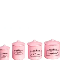 Pink Dollhouse Miniature Canister Set