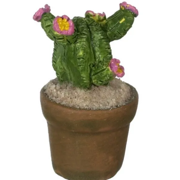 Pink Dollhouse Miniature Potted Cactus