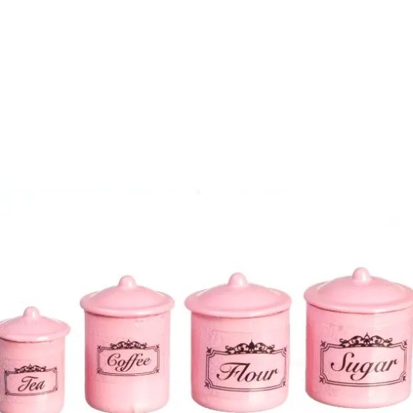 Pink Dollhouse Miniature Canister Set
