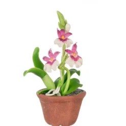 Purple & White Dollhouse Miniature Potted Oncidium Orchid