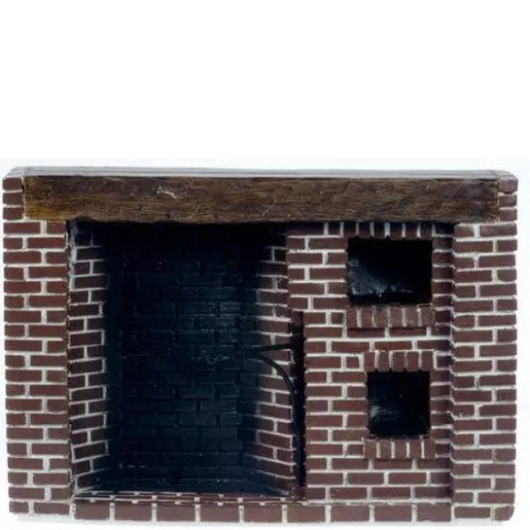 Red Brick Colonial Dollhouse Miniature FIreplace