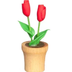 2 Red Dollhouse Miniature Roses in a Pot