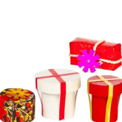 4 Red Dollhouse Miniature Wrapped Gift Boxes