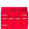 Red Dollhouse Miniature Double Kitchen Sink with Cabinets