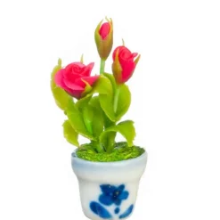 Red Dollhouse Miniature Roses in a Pot