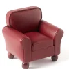 Red Leather Dollhouse Miniature Armchair