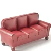 Red Leather Dollhouse Miniature Sofa