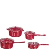 Red Spatter Dollhouse Miniature Pots & Pans
