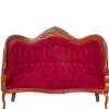 Red Velvet Victorian Dollhouse Miniature Sofa
