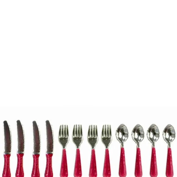 Red-Handled Dollhouse Miniature Utensil Set