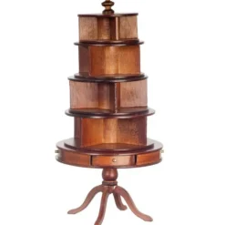 Round Walnut Dollhouse Miniature Bookcase