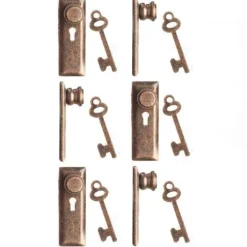1/24 Scale Dollhouse Miniature Bronze Knobs/Keyplate & Keys