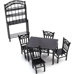 1/24 Scale Dollhouse Miniature 6-Piece Black Kitchen Set